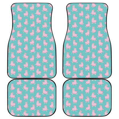 Cute Pink Llama Pattern Print Front and Back Car Floor Mats