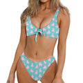 Cute Pink Llama Pattern Print Front Bow Tie Bikini