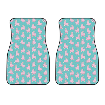 Cute Pink Llama Pattern Print Front Car Floor Mats