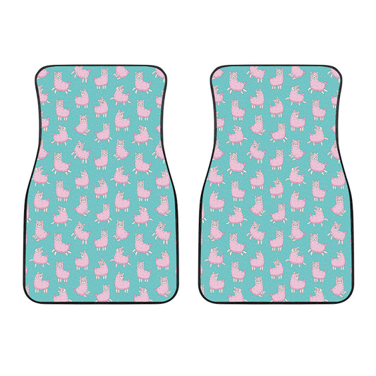 Cute Pink Llama Pattern Print Front Car Floor Mats