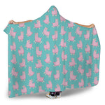 Cute Pink Llama Pattern Print Hooded Blanket