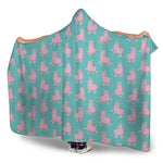 Cute Pink Llama Pattern Print Hooded Blanket