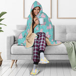 Cute Pink Llama Pattern Print Hooded Blanket