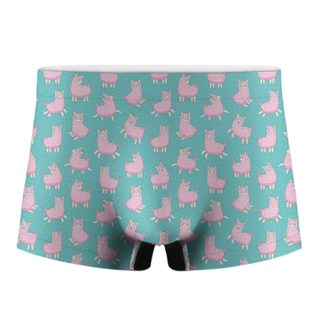 Cute Pink Llama Pattern Print Men's Boxer Briefs