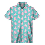 Cute Pink Llama Pattern Print Men's Short Sleeve Shirt