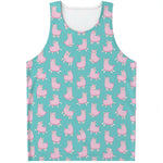 Cute Pink Llama Pattern Print Men's Tank Top