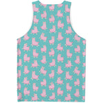 Cute Pink Llama Pattern Print Men's Tank Top