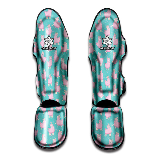 Cute Pink Llama Pattern Print Muay Thai Shin Guard
