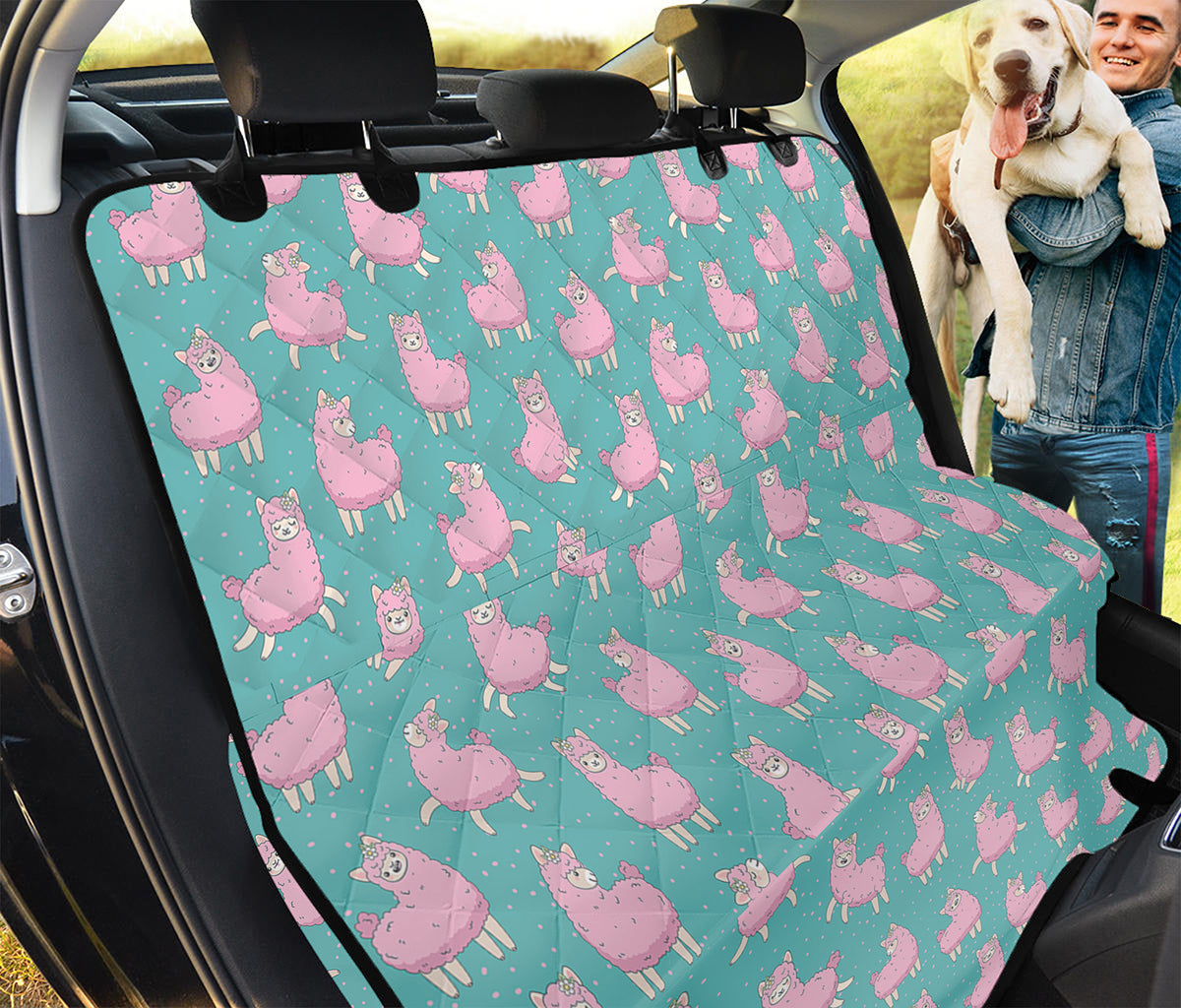 Cute Pink Llama Pattern Print Pet Car Back Seat Cover