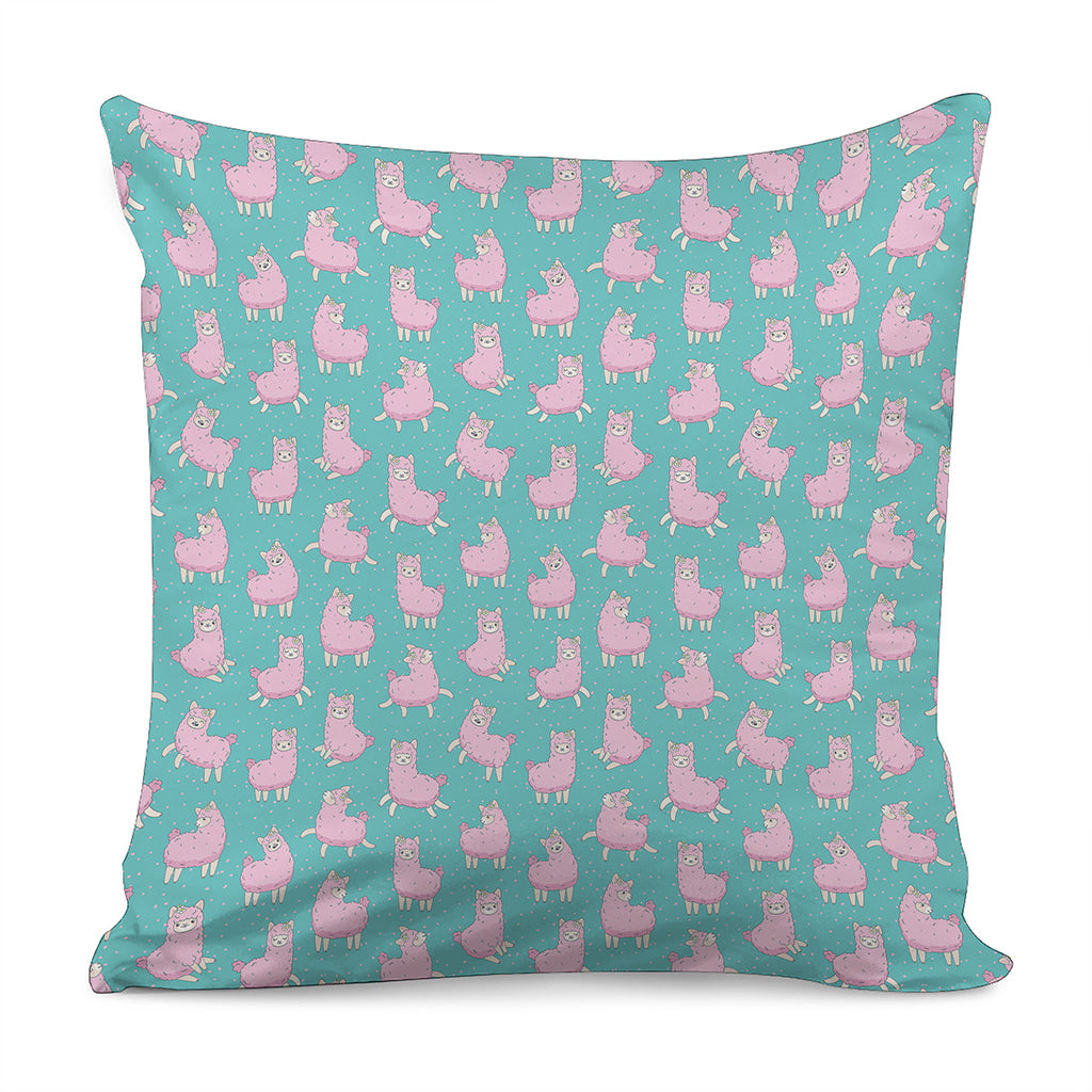 Cute Pink Llama Pattern Print Pillow Cover