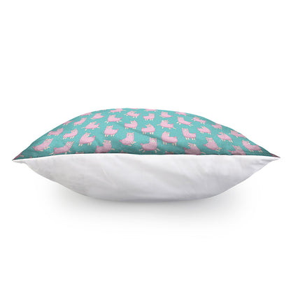 Cute Pink Llama Pattern Print Pillow Cover