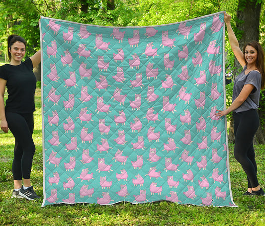 Cute Pink Llama Pattern Print Quilt