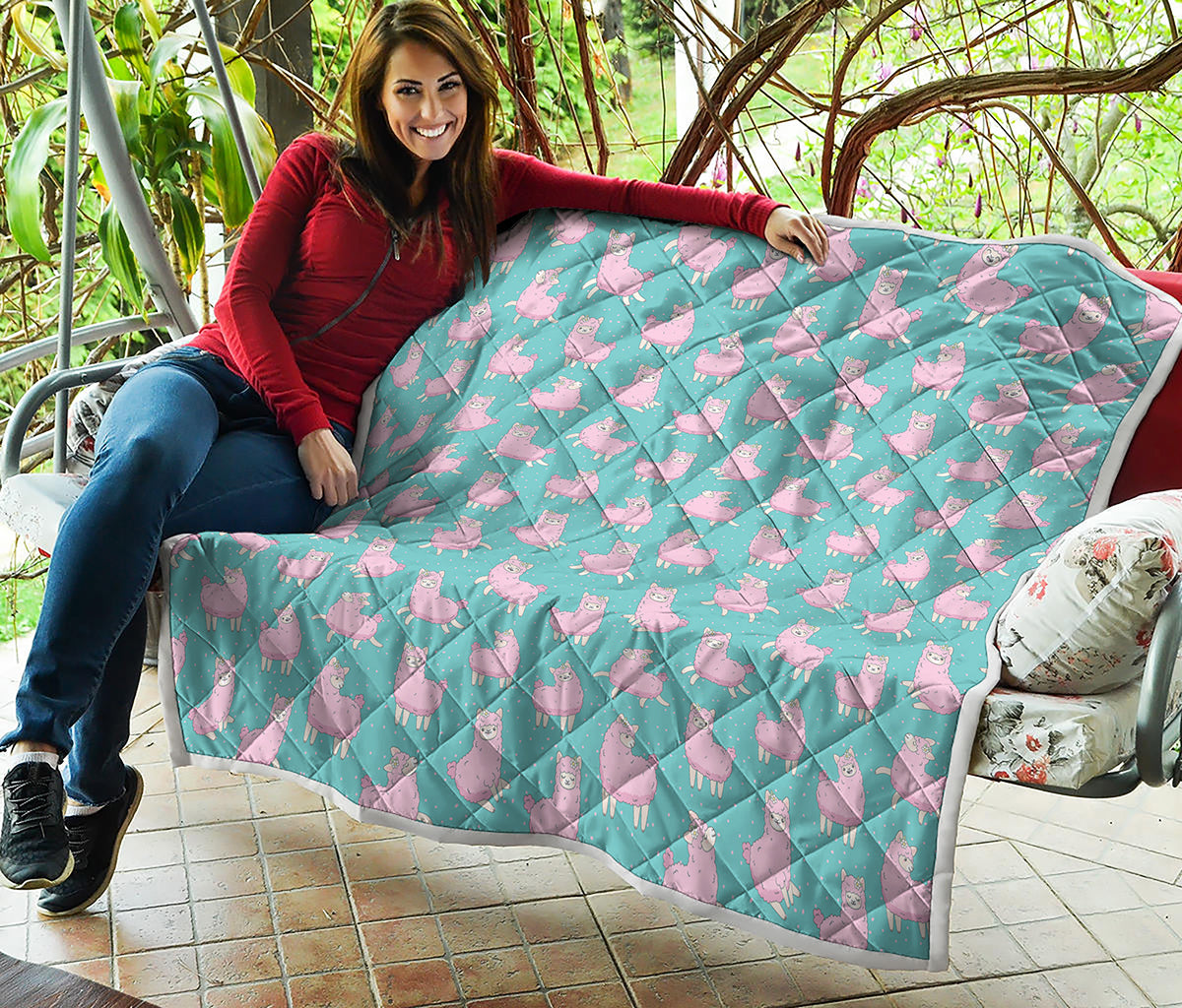 Cute Pink Llama Pattern Print Quilt