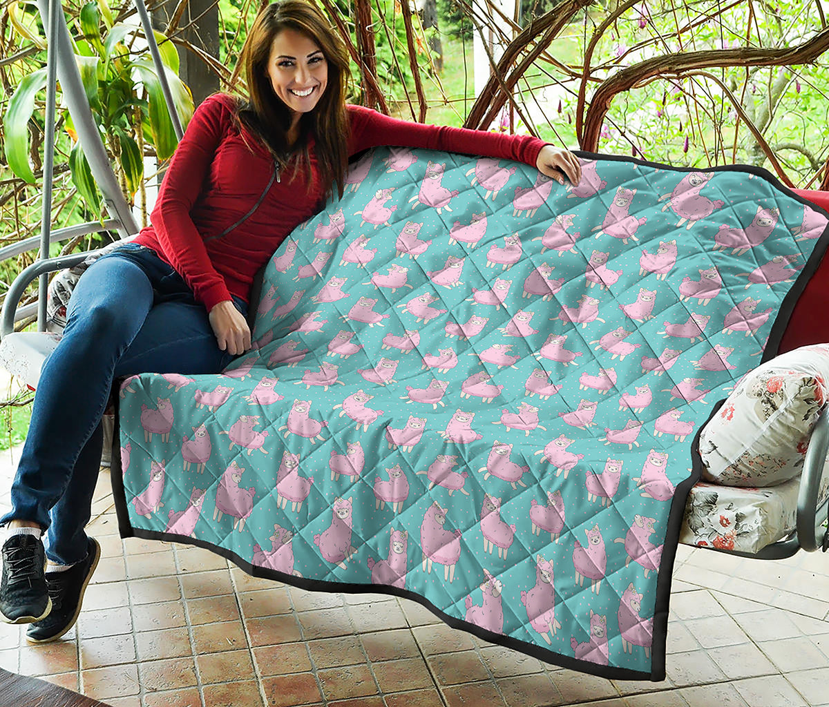 Cute Pink Llama Pattern Print Quilt