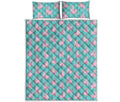 Cute Pink Llama Pattern Print Quilt Bed Set