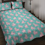 Cute Pink Llama Pattern Print Quilt Bed Set
