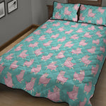 Cute Pink Llama Pattern Print Quilt Bed Set