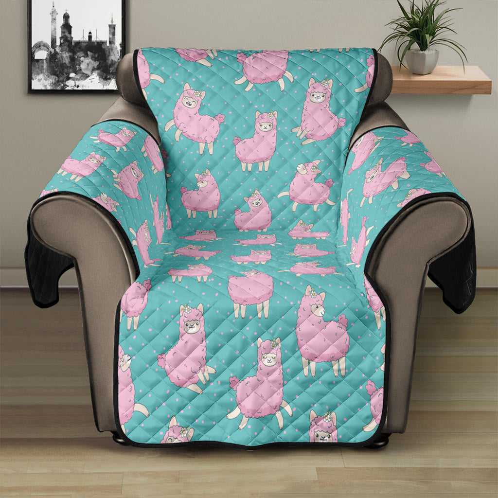 Cute Pink Llama Pattern Print Recliner Protector