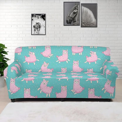 Cute Pink Llama Pattern Print Sofa Cover