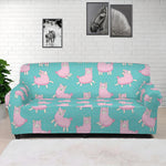 Cute Pink Llama Pattern Print Sofa Cover