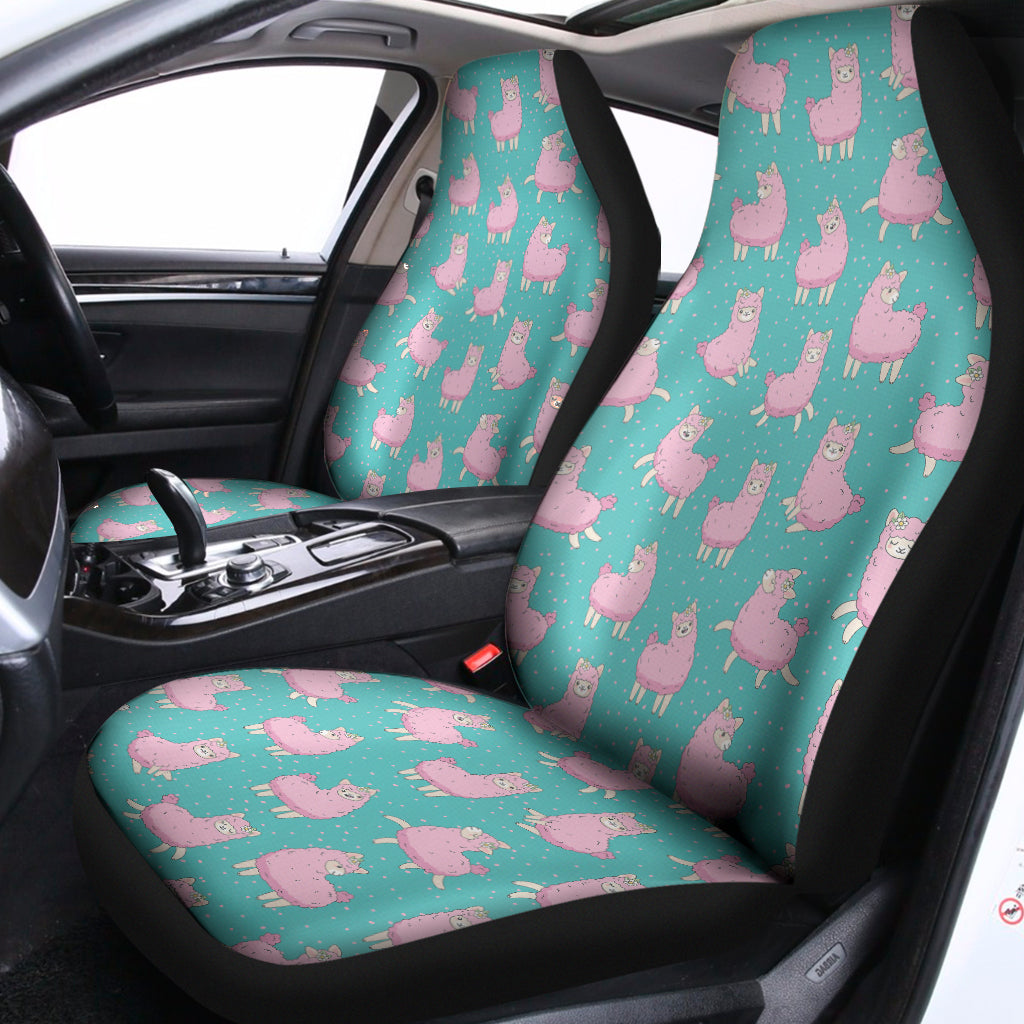 Cute Pink Llama Pattern Print Universal Fit Car Seat Covers