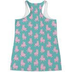 Cute Pink Llama Pattern Print Women's Racerback Tank Top