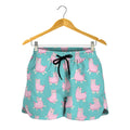 Cute Pink Llama Pattern Print Women's Shorts