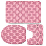 Cute Pink Pig Pattern Print 3 Piece Bath Mat Set