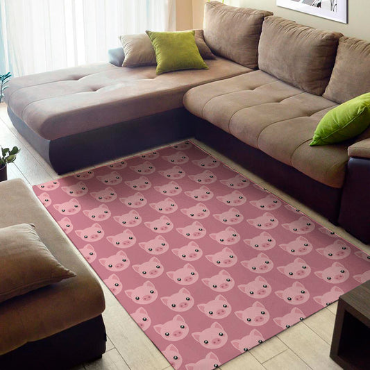 Cute Pink Pig Pattern Print Area Rug