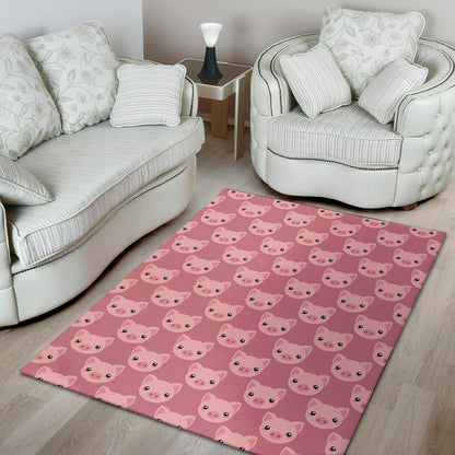 Cute Pink Pig Pattern Print Area Rug