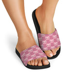 Cute Pink Pig Pattern Print Black Slide Sandals