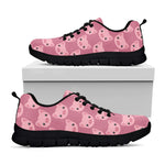 Cute Pink Pig Pattern Print Black Sneakers