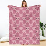Cute Pink Pig Pattern Print Blanket