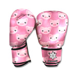 Cute Pink Pig Pattern Print Boxing Gloves