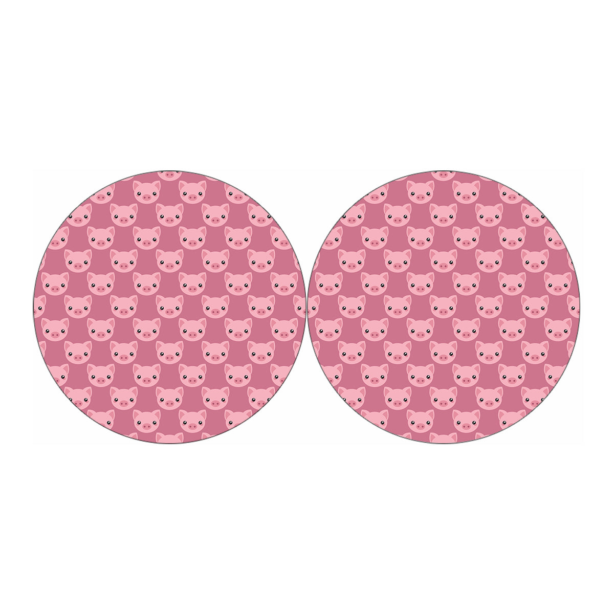 Cute Pink Pig Pattern Print Car Coasters