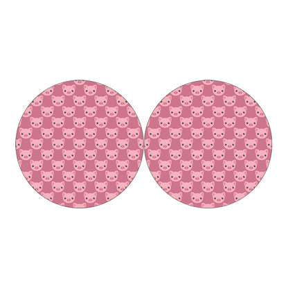 Cute Pink Pig Pattern Print Car Coasters