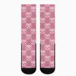 Cute Pink Pig Pattern Print Crew Socks