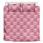 Cute Pink Pig Pattern Print Duvet Cover Bedding Set
