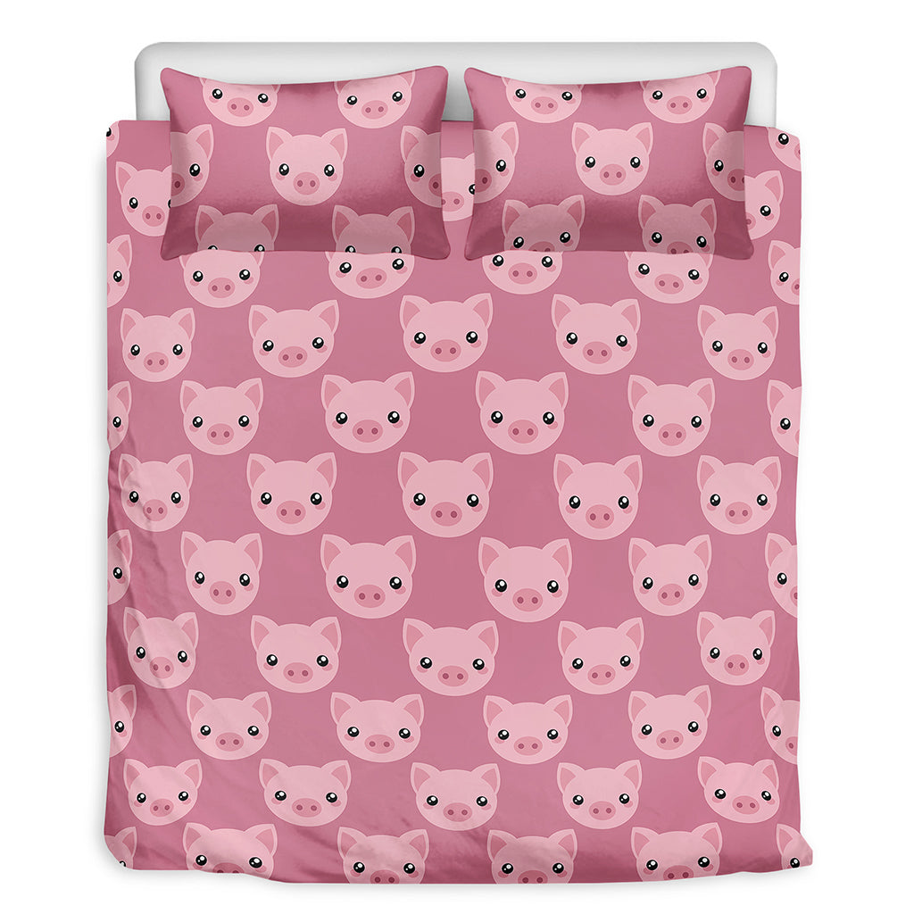 Cute Pink Pig Pattern Print Duvet Cover Bedding Set
