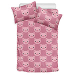 Cute Pink Pig Pattern Print Duvet Cover Bedding Set