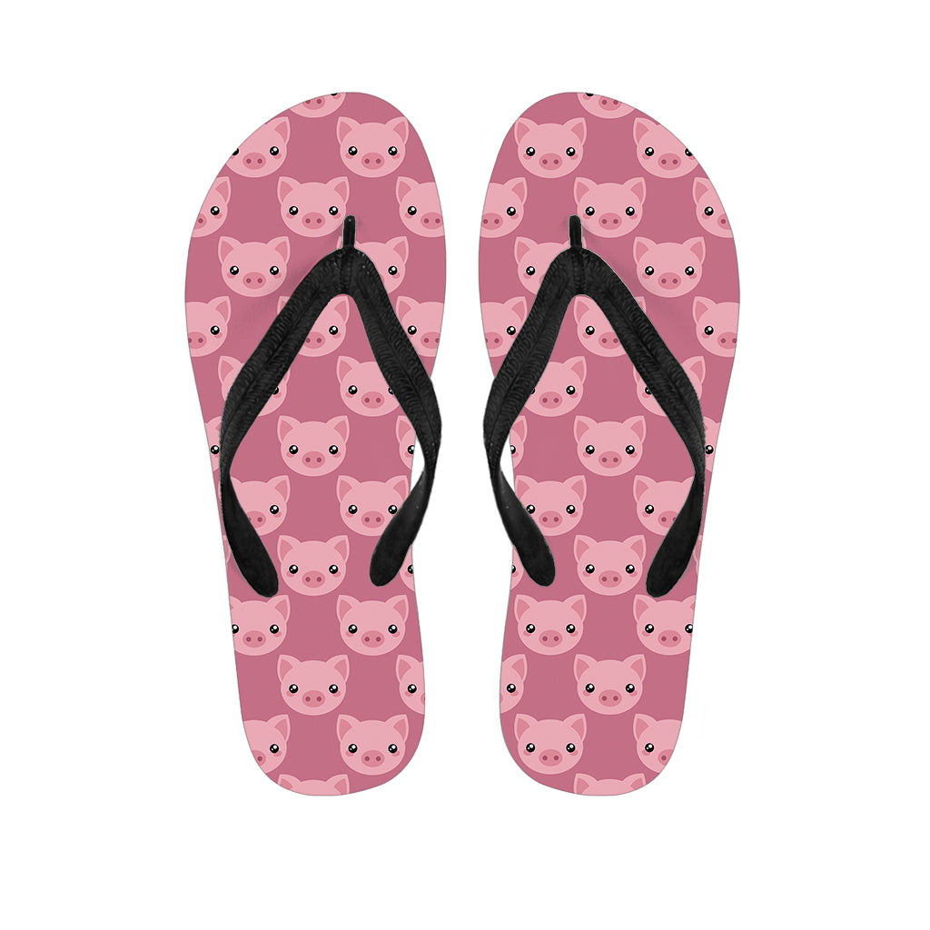 Cute Pink Pig Pattern Print Flip Flops