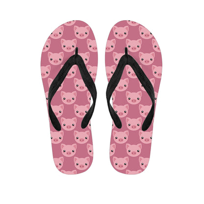 Cute Pink Pig Pattern Print Flip Flops