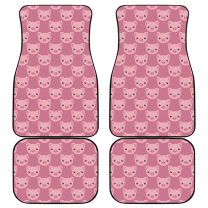 Cute Pink Pig Pattern Print Front and Back Car Floor Mats