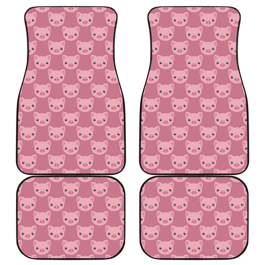 Cute Pink Pig Pattern Print Front and Back Car Floor Mats