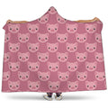 Cute Pink Pig Pattern Print Hooded Blanket