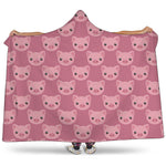 Cute Pink Pig Pattern Print Hooded Blanket