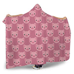 Cute Pink Pig Pattern Print Hooded Blanket