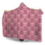 Cute Pink Pig Pattern Print Hooded Blanket