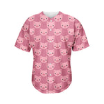 Cute Pink Pig Pattern Print Men's Baseball Jersey