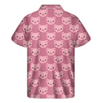 Cute Pink Pig Pattern Print Men's Short Sleeve Shirt
